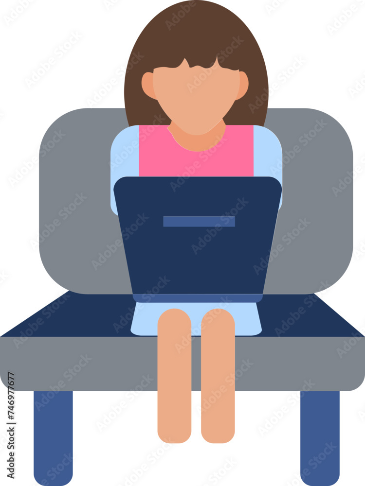 Canvas Prints illustration of faceless modern woman working in laptop on sofa chair icon.