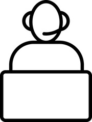 Man Wearing Headphones and Work in Laptop line icon.