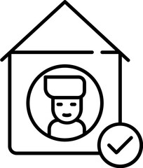 Thin line art Stay home icon for Checking.