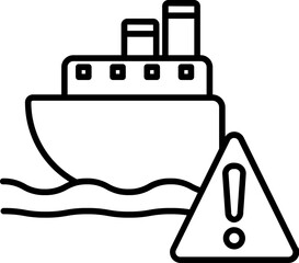 Black line art illustration of Warning ship icon.