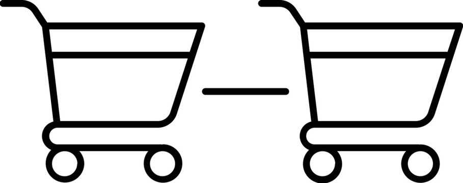 recommend clip art: Line art illustration of Two shopping trolley with space icon for Social distancing.