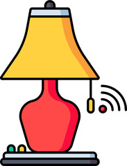 Wifi connected Table Lamp icon in yellow and red color.