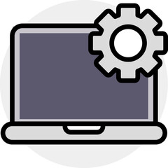 Laptop setting icon in flat style.