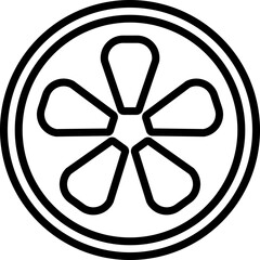 Line Art Illustration Of Orange Or Lemon Slice Icon.