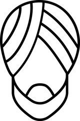 Sikh or Punjabi man face icon in line art.