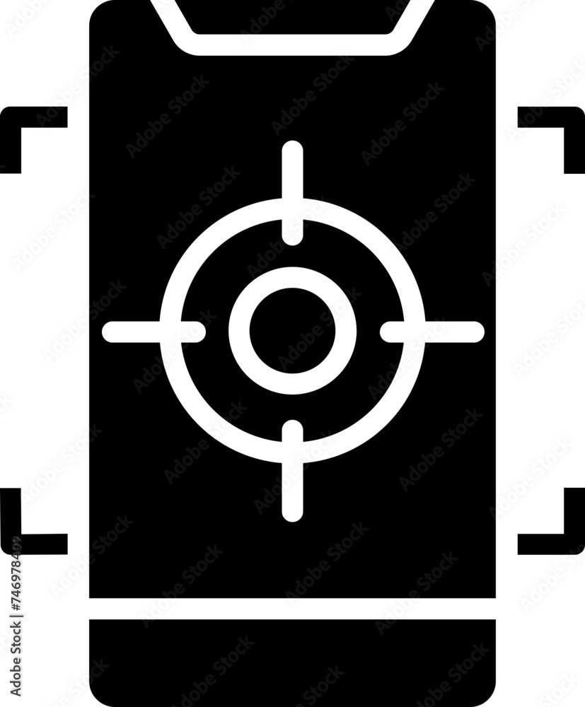 Poster capturing or shooting range in smartphone icon.