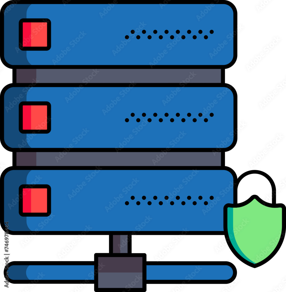Poster lock server connection icon in flat style.
