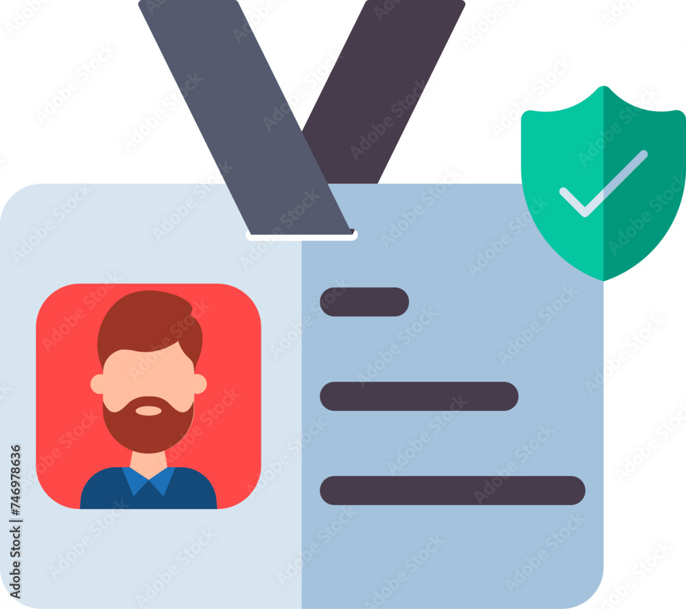 Canvas Prints id card security check icon in flat style.