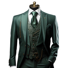 Elegant Tosca Men's Formal Suit Isolated on Transparent Background