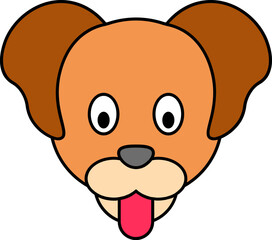 Obraz premium Cartoon Dog Face icon in orange and brown color.