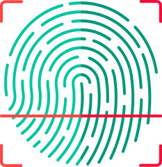 Fingerprint scan icon in green and red color.