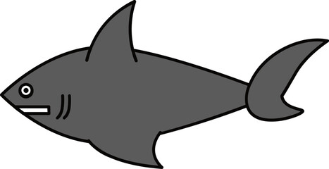 Shark Fish icon in grey color.