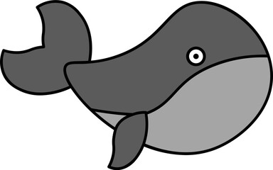 Cartoon Whale Fish icon in grey color.