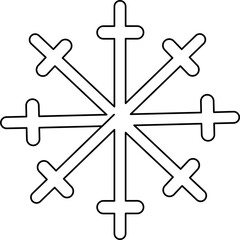 Line Art Illustration of Snowflake Icon.