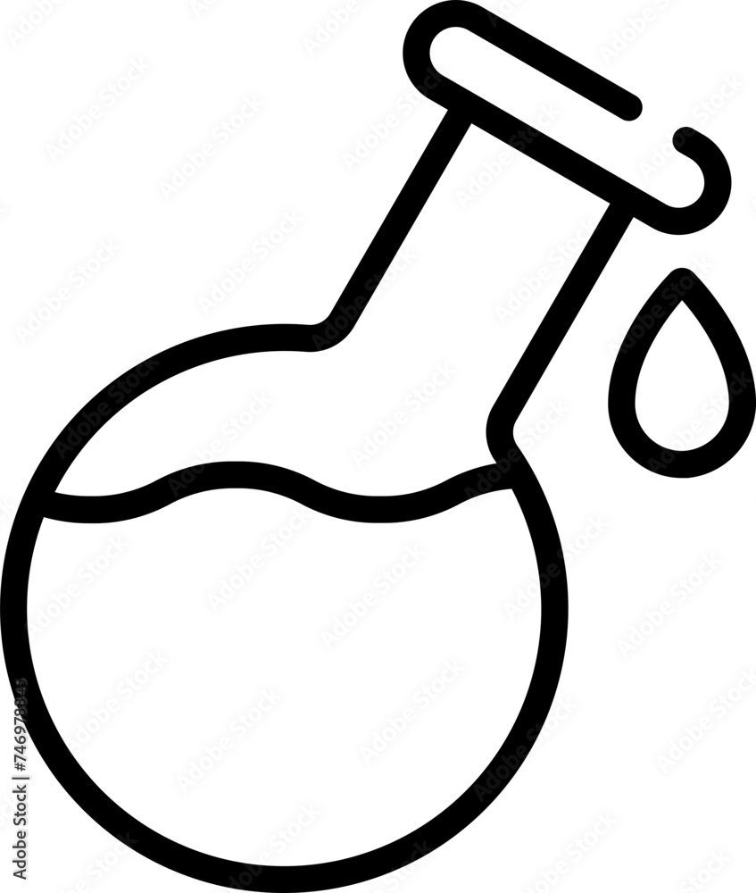Poster round bottom flask icon in black line art.