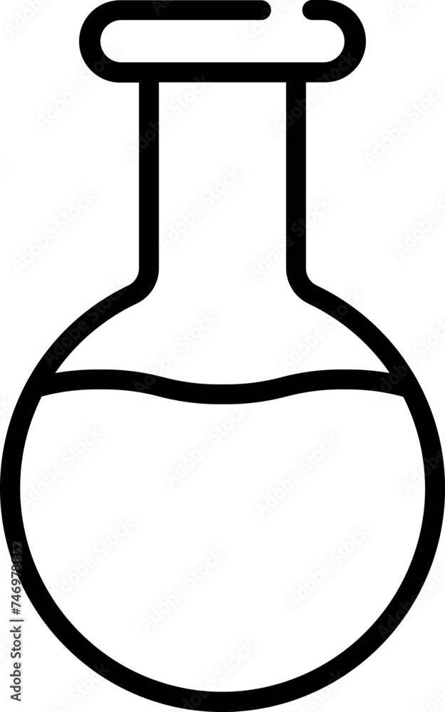 Poster round bottom flask icon in black outline.