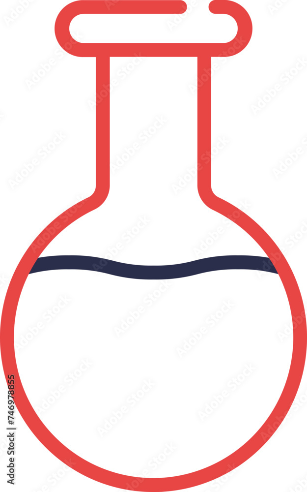 Poster round bottom flask icon in red outline.