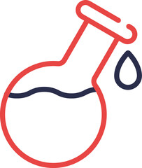 Round Bottom Flask Icon In Red And Blue Line Art.