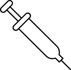 Flat style Syringe icon in black outline.