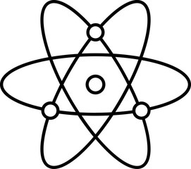 Atomic structure icon in line art.