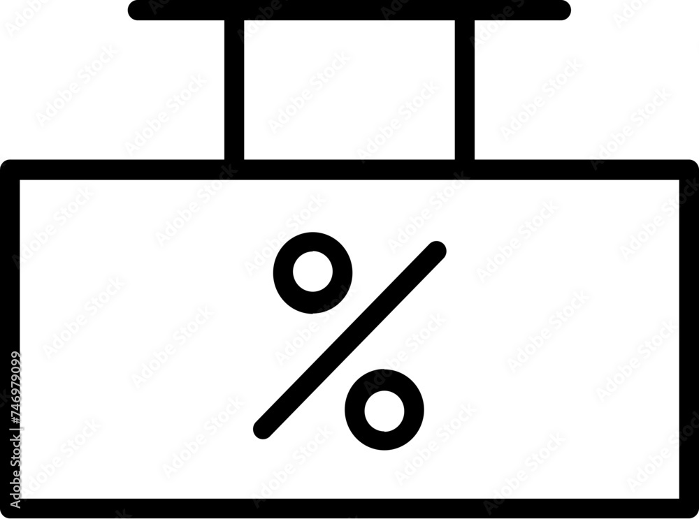 Wall mural Percentage Board Hang Icon In Black Line Art.