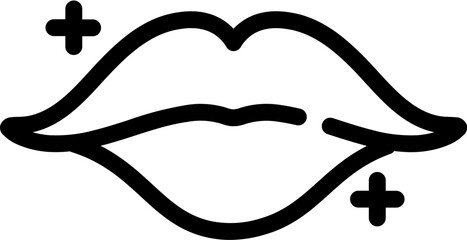 Thin Line Art Lips Icon in Flat Style.
