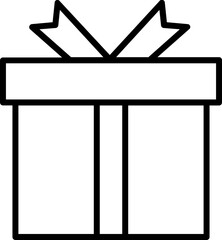 Gift Box Icon In Black Line Art.