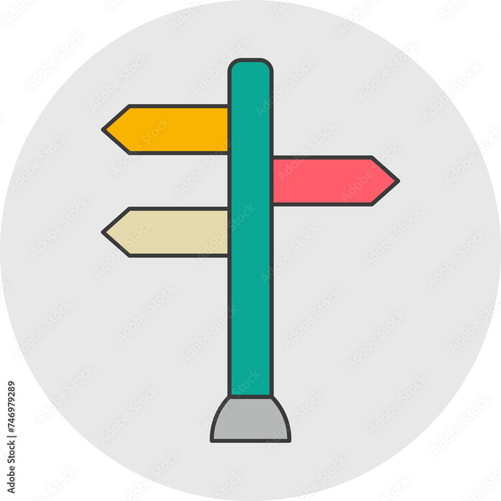 Poster Colorful Direction Board icon in flat style.