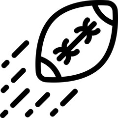 Throw Rugby Ball Icon in Black Outline.