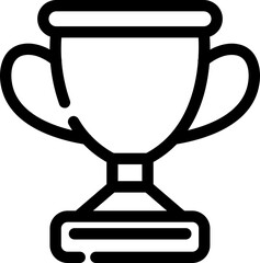 Black Outline Trophy Cup Icon on White Background.
