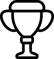 Black Outline Trophy Cup Icon on White Background.