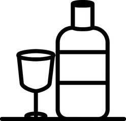 Line art illustration of Drink Bottle with glass icon.