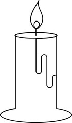Burning Candle Icon in Black Thin Line.