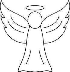 Line Art Angel Icon in Flat Style.