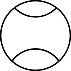 Tennis Ball Icon In Black Outline.