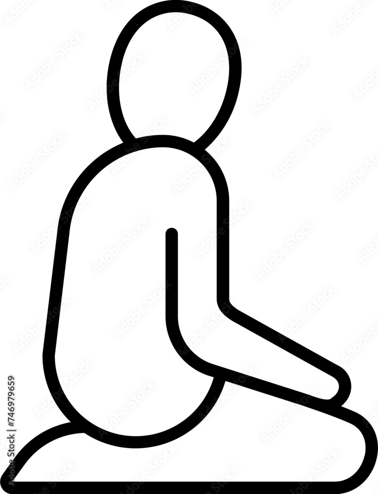 Sticker line art illustration of muslim man praying in sitting pose.