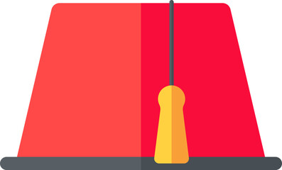 Tarboosh Hat icon in red and grey color.