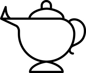 Line art illustration of Arabic Oil Lamp icon.