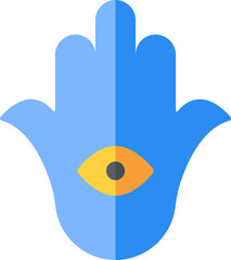 Hamsa icon in yellow and blue color.