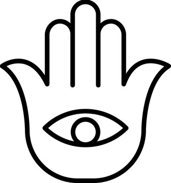 Line art illustration of Hamsa icon.