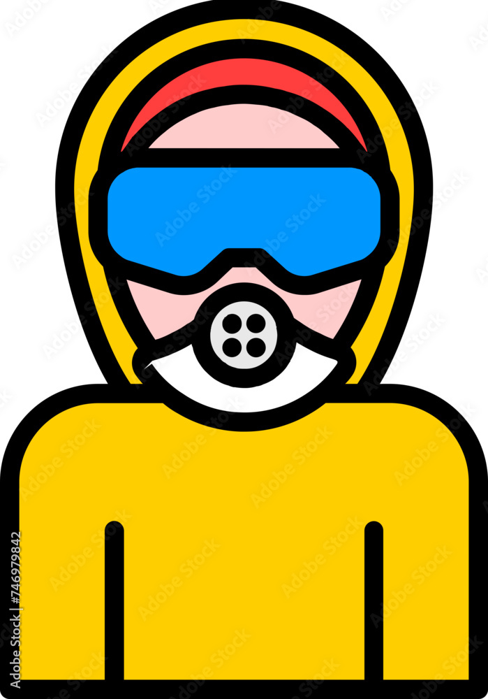 Poster vector illustration of disinfectant man.