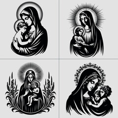 Fototapeta na wymiar Mother of Jesus , Virgin Mary Mother Jesus Blessed Holy Lady Nazareth Immaculate , Virgin Mary , Mary Mother of Jesus , Jesus Love vector File