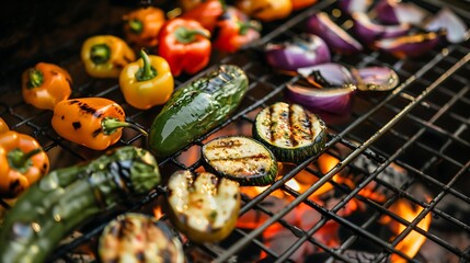 various vegetables grilling on the barbecue