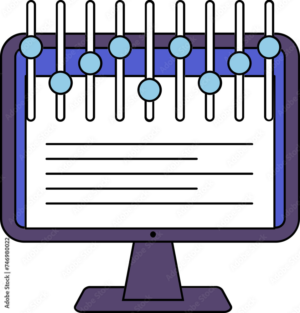 Poster flat style slider on computer screen icon.