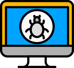 Flat style Virus in Computer Colorful icon.
