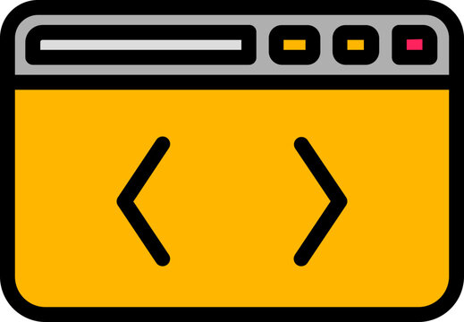 Web Programming Icon in Yellow and Gray color.