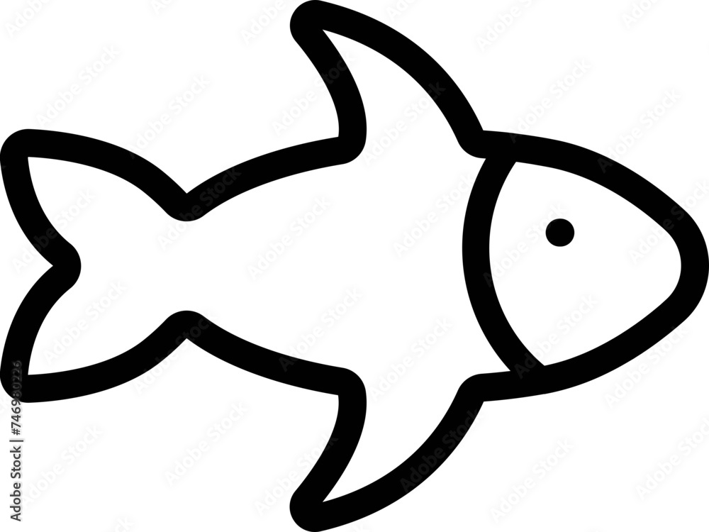 Sticker black line art illustration of fish icon.