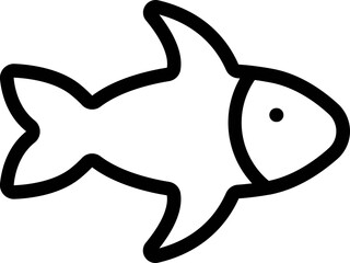 Black line art illustration of Fish icon.