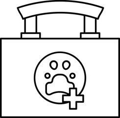 Veterinary First Aid Box Icon in Black Thin Line.