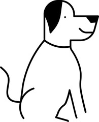 Black Line Art Dog Icon In Flat Style.